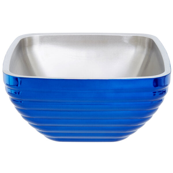 Vollrath 4763525 Double Wall Square Beehive 5.2 Qt. Serving Bowl - Cobalt Blue