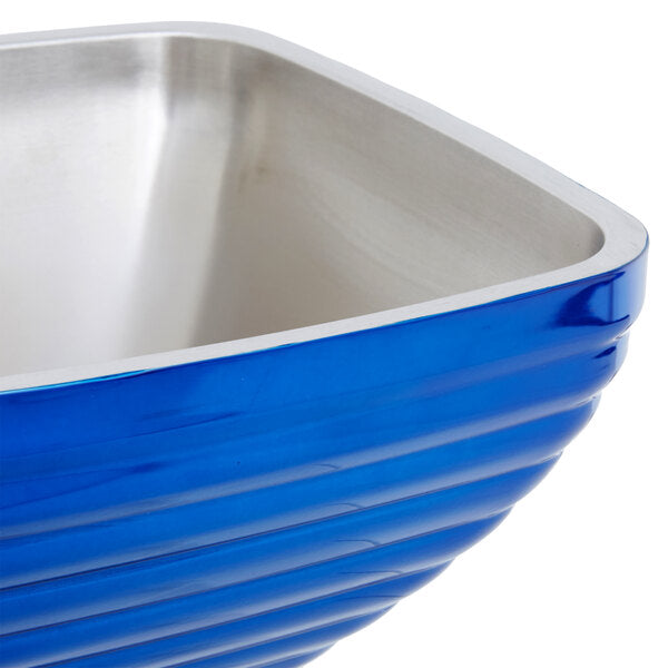 Vollrath 4763525 Double Wall Square Beehive 5.2 Qt. Serving Bowl - Cobalt Blue