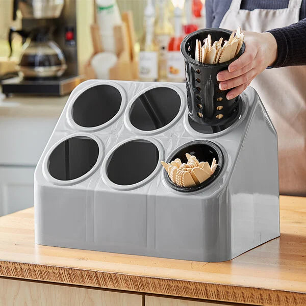 Vollrath 52644 Gray Plastic 6-Cylinder Flatware Organizer