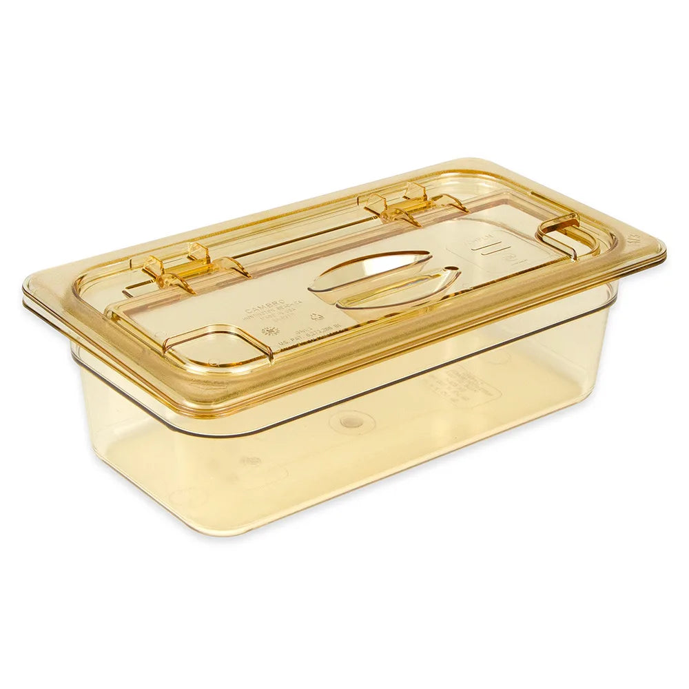 Cambro FlipLid Hot Food Pan Cover 1/3 Size, Notched, Hinged, Amber 1/1EA 30HPLN150