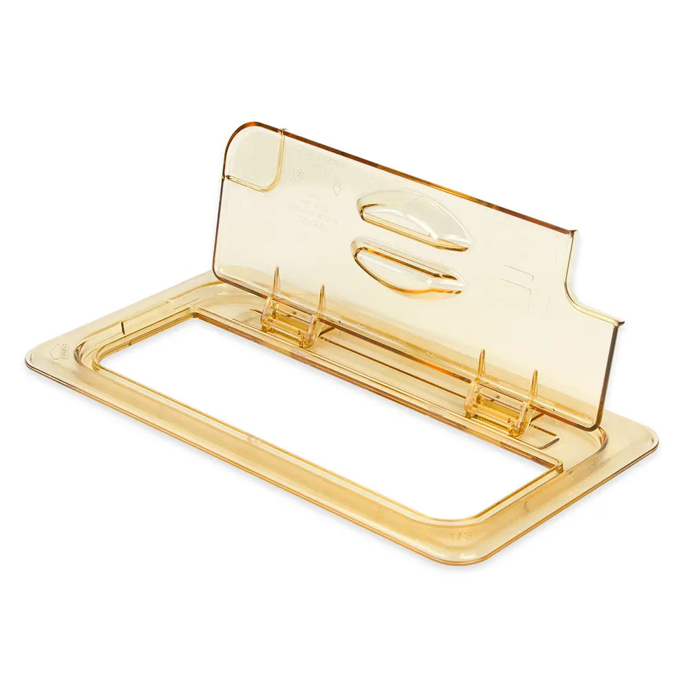 Cambro FlipLid Hot Food Pan Cover 1/3 Size, Notched, Hinged, Amber 1/1EA 30HPLN150