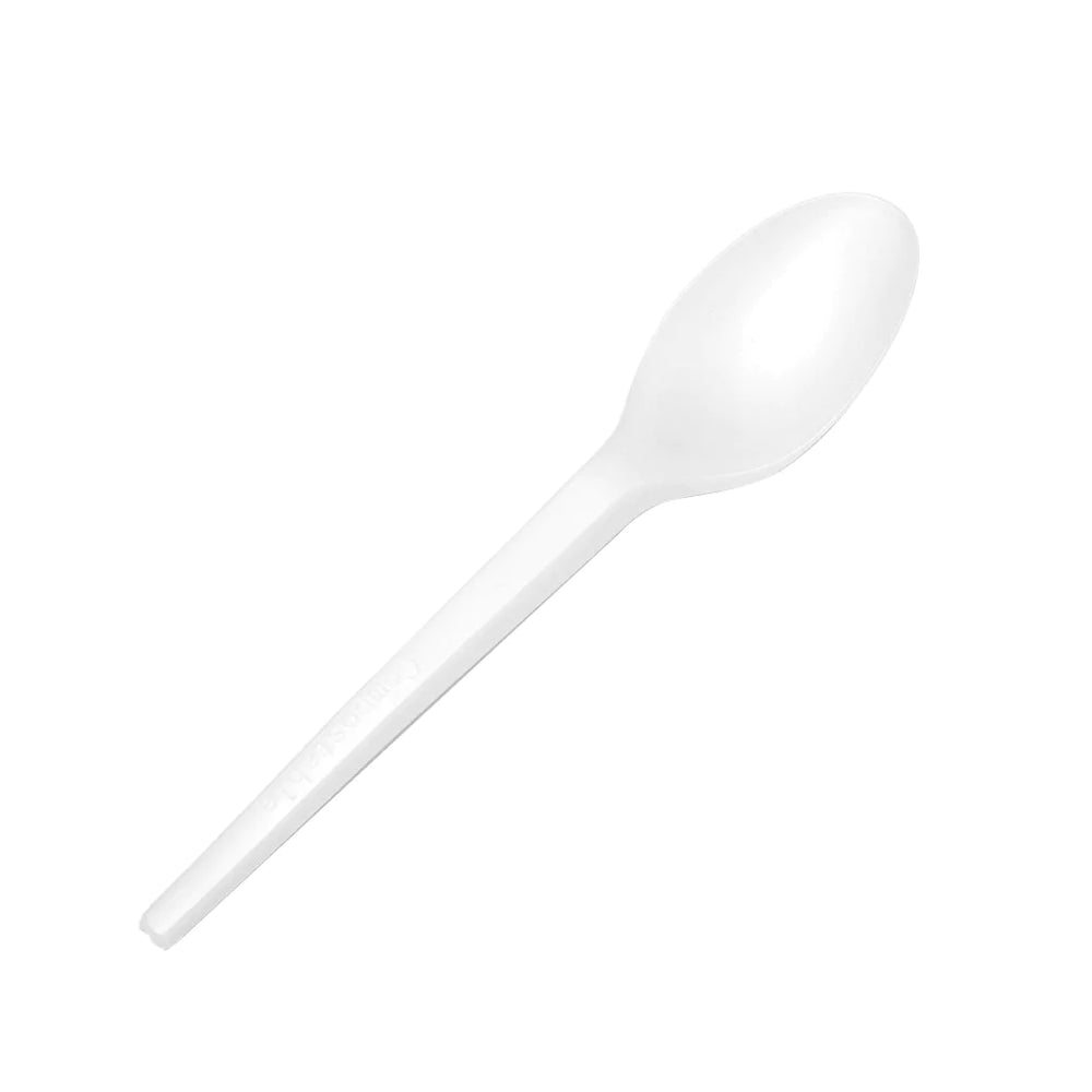 Globe Commercial 6.5" Compostable - 6.5"H Spoons / White - 6153, Pack of 100