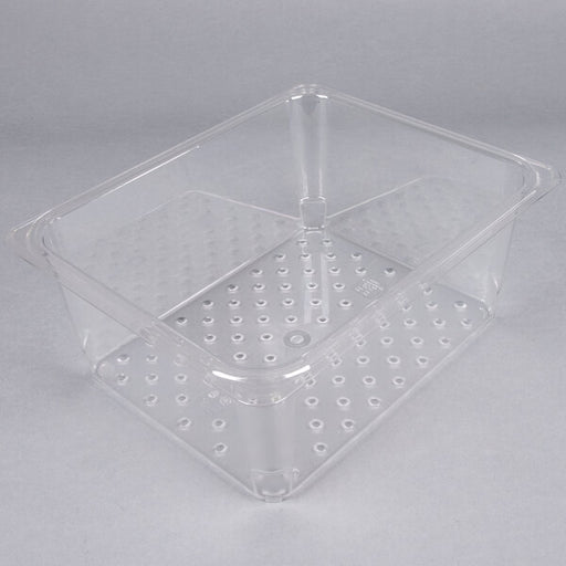 Cambro Camwear 1/2 Size Clear Polycarbonate Colander Pan - 5" Deep 25CLRCW135