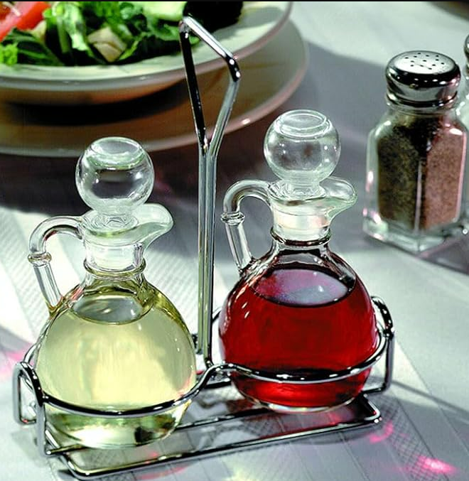 Lifestyle picture of Libbey Glass 3 pc Cruet set on Table