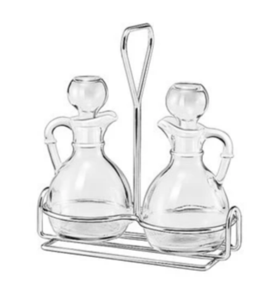 Lifestyle picture of Libbey Glass 3 pc Cruet set on Table