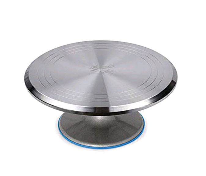 Aluminum Rotting Cake stand against white background