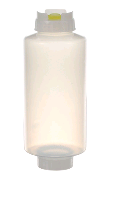 Fifo Squeeze Bottle 32 Oz, Medium Mouth, White Cap, Yellow Valve, CB32-220-6