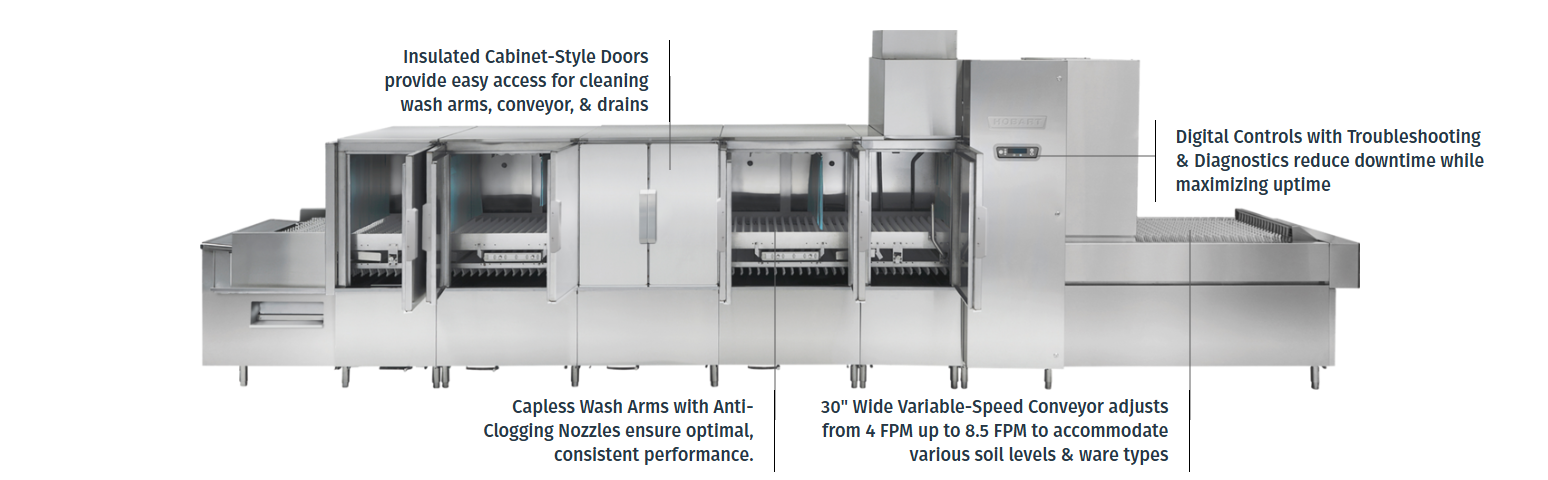 Hobart Base Steam Type Flight Type Commercial Dishwasher FT1000e *