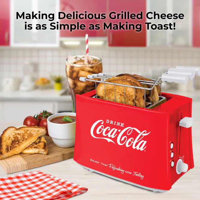 Nostalgia TCS2CK Coca-Cola® Grilled Cheese Toaster with Easy-Clean Toaster Baskets and Adjustable Toasting Dial