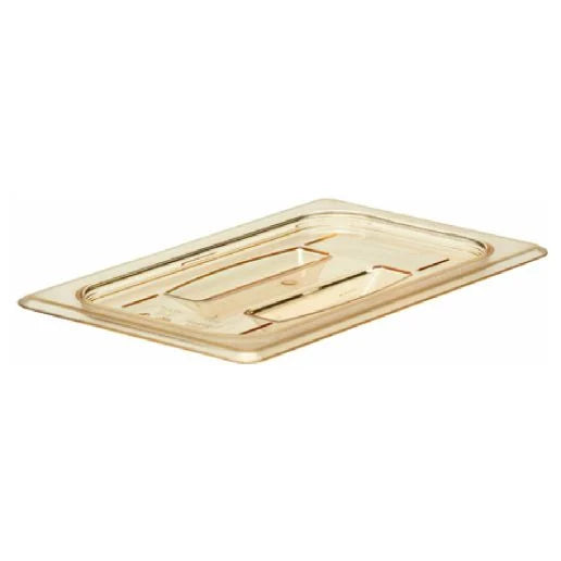 Cambro 1/4 Size Amber Polyetherimide High Heat H Pan Food Pan Flat lid w/ Handles 40HPCH150