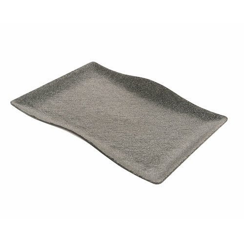 Cheforward Infuse 14 1/2" x 10 3/16" Rectangle Stone Grey Melamine Platter - RFS201