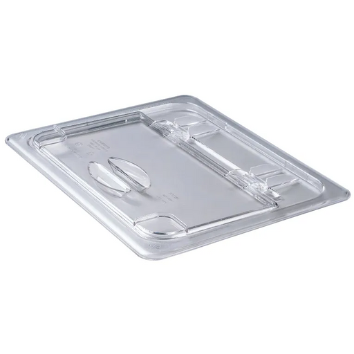 Cambro Lid 1/6 Size, Clear, Hinges, Notched, 60CWLN135