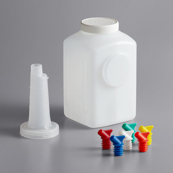 Choice 1 Qt. Pour Bottle Set with Assorted Color Spouts and Caps - 6/Pack