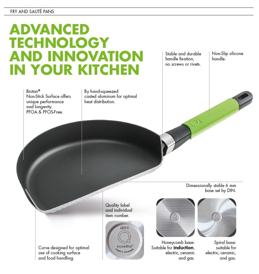 Squailty Induction Saute Pan 24cm (9.5") Grey Handle information sheet