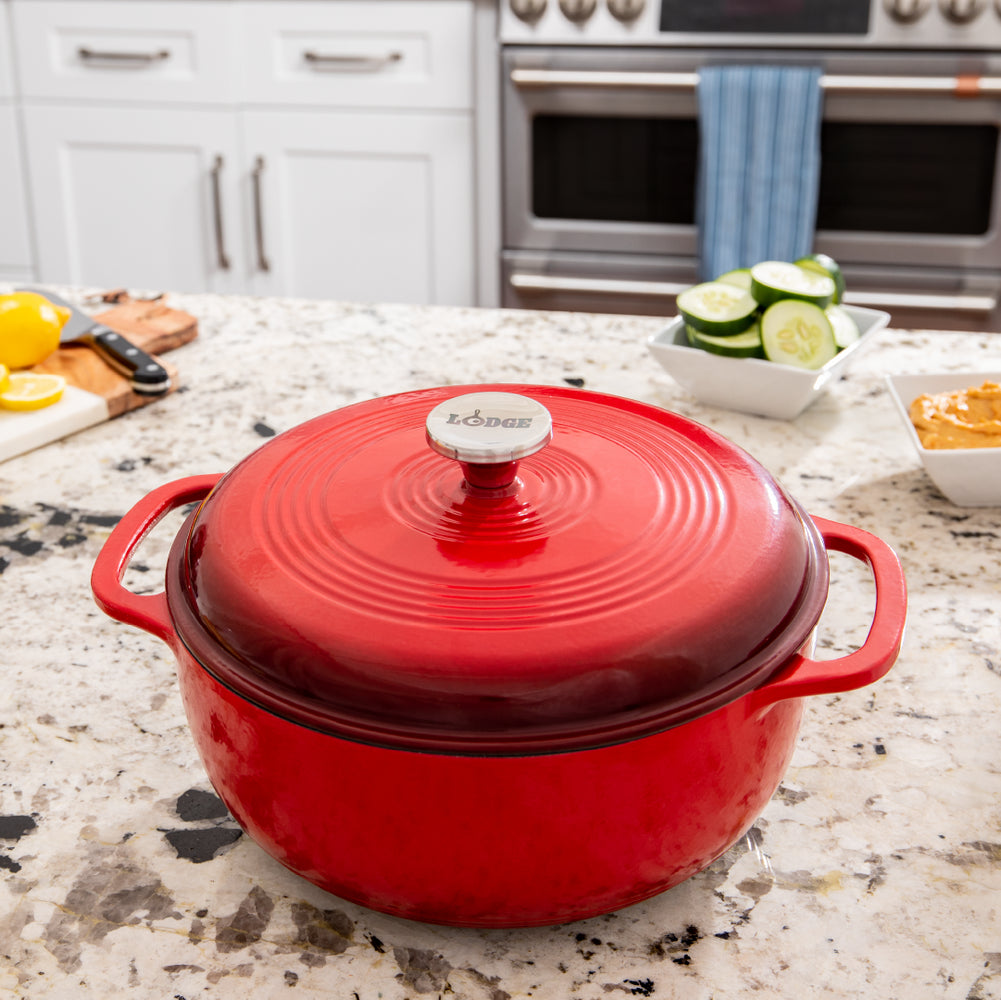 Lodge EC6D43 Enameled Cast Iron Dutch Oven with Cover, Red, 6 Qt – Toolbox  Supply