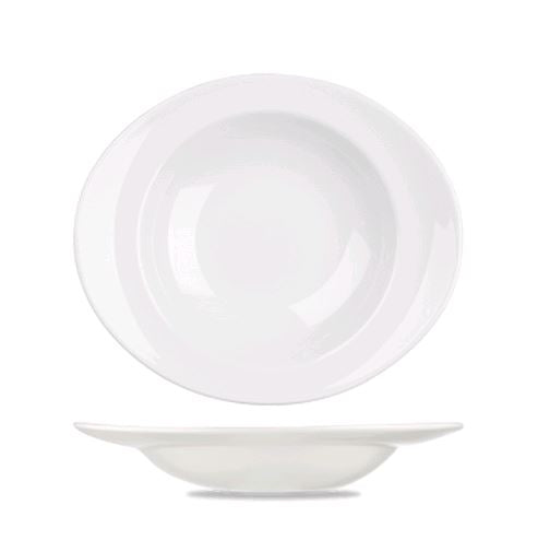 Churchill - Super Vitrified Orbit 21oz White Oval Coupe Pasta Bowl WH OPP1