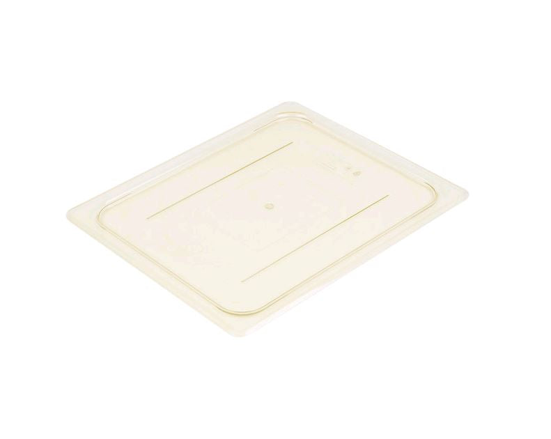 Cambro 20HPC150 H-Pan 1/2 Size Amber High Heat Flat Lid on white background