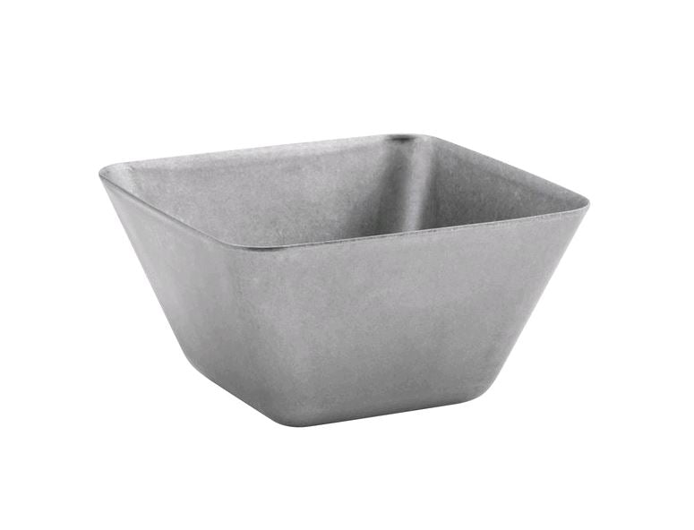 Front of the House Mod 5 oz. Square Antique Finish Stainless Steel Ramekin DSD069ANS23 empty on white background