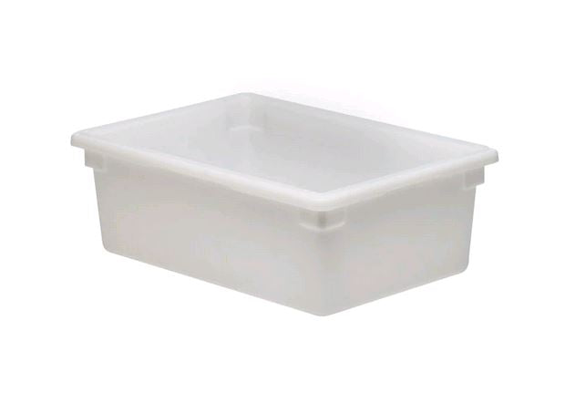 Cambro 18269P148 26" x 18" x 9" White Poly Food Storage Box on white background